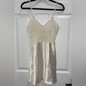 Elegant Cream Lace and Satin Dress